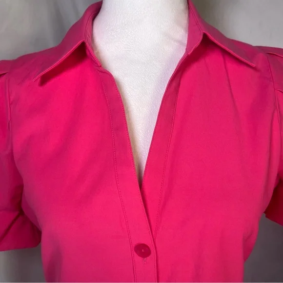 Brochu Walker Havana Puff Sleeve Tiered Mini Dress Vibrant Pink Small Preppy - Picture 4 of 8